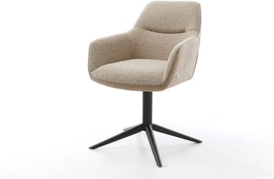 Eetkamerstoel Pejo-Flex kruispoot zwart materiaalmix mud 360° draaibaar rocker-functie pocketveer kern