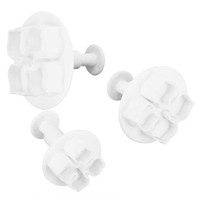 Dailygoody - Bloem Cakevorm - Koekjes Cutter - Decoratietool - Wit - Fondant Cutter - Voor het Versieren van Gebak - 3 Stuks