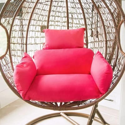 Hoge Kwaliteit Buiten Strandstoelkussen Hangend Ei Mand Schommelkussens Tuin Rotan Mand Moderne Terras Schommelstoel Kussen 54X35cm rozerode kleur