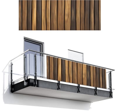 Balkonscherm 300x110 cm - Balkonposter Hout - Planken - Natuurtinten - Balkon scherm decoratie - Balkonschermen - Balkondoek zonnescherm