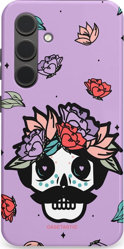 Casetastic Hoesje Geschikt voor Samsung S24 - Stijlvolle Beschermende Duo-layer Case - Schedel Snor
