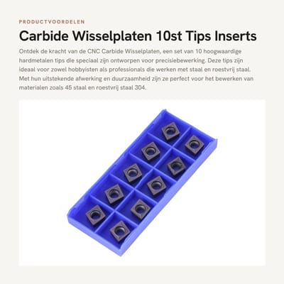 Dailygoods- Wisselplaten 10st - Hardmetalen Tips - Draaigereedschap - Hittebestendig - Slijtvast - Model CCMT09T304 VP15TF - Snijplaten
