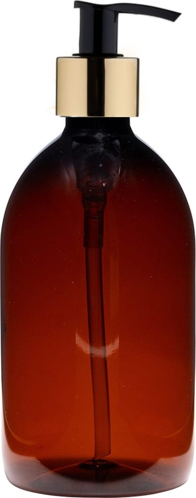 Lege plastic fles 500 ml PET Apothekersfles amber - met gouden pomp - set van 10 stuks - Navulbaar - Leeg