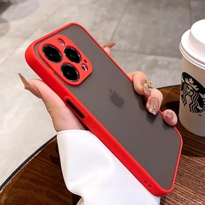 Coque de téléphone de luxe antichoc mate pour iPhone 15 14 13 12 11 16 Pro Max XR XS X 7 8 Plus Bumper Couverture Transparente For iPhone 16 red