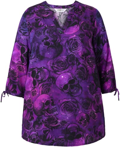 Angel of Style - Dames - Tuniek A-lijn doodshoofdmotief 3/4-mouw - Violet - Maat 44