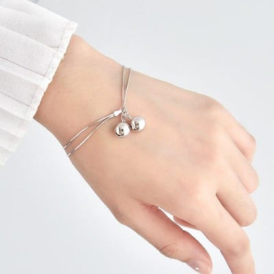 S925 Sterling Zilveren Belletjes Armband Eenvoudige Bedel Fijne Armband Vrouwen Mode Sieraden Verjaardagscadeau S-B69 beige