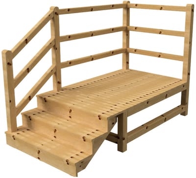 MILANO buitentrap 3 gesloten treden H54 cm - bordes L189 x B120 cm - trapleuning links - bordesleuning links en achteraan