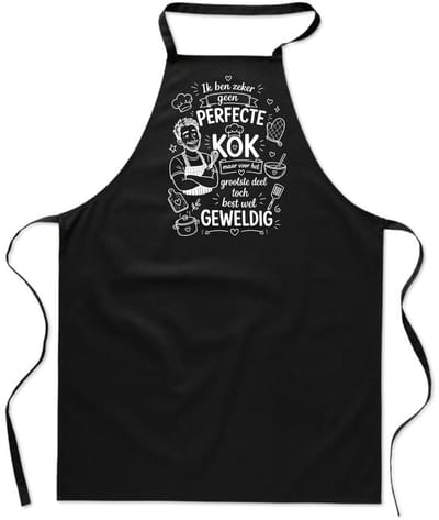 Basics - Unisex Schort - kookschort - keukenschort - BBQ schort - 65 x 90 cm - 100% katoen - geen perfecte kok - man - zwart