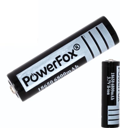 PowerFox® 1x 18650 Lithium batterij 3,7V 6800mAh oplaadbare batterij zwart