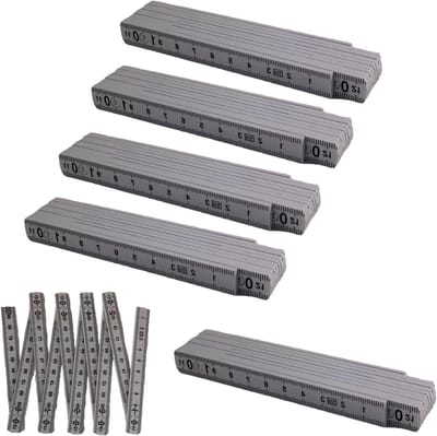 Set van 5 Vouwbare Meetlatten, Flexibele Linialen voor Houtbewerking, Tegels Leggen en Metingen, Kunststof, Wit