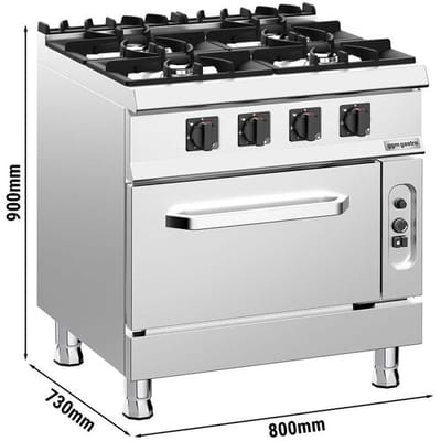 GGM Gastro Gasherd - 32 kW - 4 Brenner - inkl. Gasbackofen Statisch - 6 kW