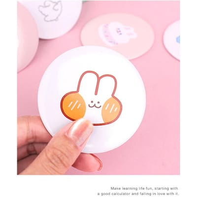 Mini Miroir de Poche Motif Dessin Animé Mignon Artisanat Exquis Délicat Compact Portable Maquillage white