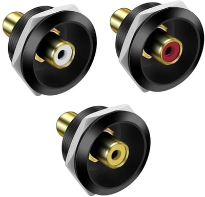 RCA Paneelmontage Connectoren, Cinch Bus naar Bus Koppeling Adapter voor Audio, Video en Phono Toepassingen (3 Stuks)