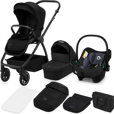 Baby Kinderwagen - Reiswieg Zitje - Veilig Vervoer - ADAC Gecertificeerd - XXL - Zwart