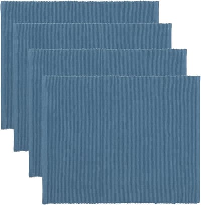 JGS ® Set van 4 placemats voor eettafel 35 x 46 cm, 100% geribbeld katoen, machinewasbaar, diepzeeblauw