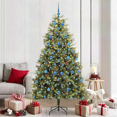 vidaXL - Kunstmatige - Scharnierende - Kerstboom - met - Kegels - Groen - 210 - cm