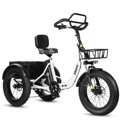 ESKUTE T302 Pro Elektrische Bakfiets, 48V 20.8Ah Batterij, met Achterzitje met Rugleuning & Voor-/Achtermandjes wit