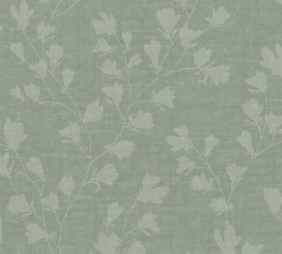Bloemen behang Profhome 387473-GU vliesbehang hardvinyl warmdruk in reliëf licht gestructureerd met bloemmotief mat groen mintgroen groengrijs 5,33 m2