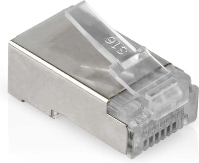 Modulaire RJ45 stekker - Cat 6 - Flexibele kern - Afgeschermd - Verguld - PVC - Transparant - 10 stuks - Allteq
