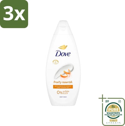 3 x Dove Fruity Nourish - Douchegel - Sulfaatvrij - 250 ml - Grootverpakking - Douchegel - Voedende Douchegel - Sulfaatvrije Douchegel - Fruitige Douchegel - Huidverzorging