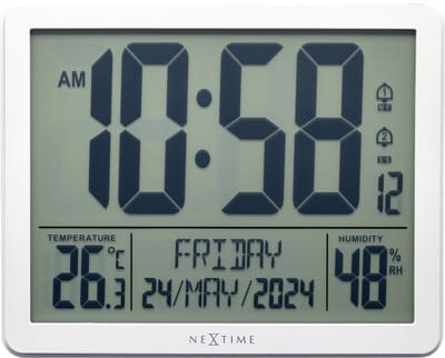 Digitale Tafel-/Wandklok 17,3x14x2,7 cm - RCC - Weerstation - Temperatuur - Wit - ABS - NeXtime Oneforall