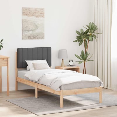 vidaXL - Bedframe - met - Gevoerde - Hoofdbord - Donkergrijs - 80 - x - 200 - cm