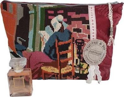 Toetie & Zo - Clutch - Borduurwerk - Toilettas - Make-up tasje - Medicijnhoesje - Gevoerd - maat L