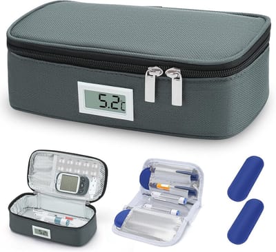 Insuline Koeltas met Temperatuurweergave - Draagbare Reisoplossing voor Diabetici, Inclusief 2 Koelgelpakketten