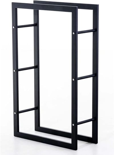 Houtrek Buiten - Houtopslag Staal - Opslag Brandhout - Smeedijzeren Constructie - 60x25x100 cm - Zwart