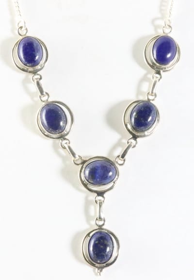 Zilveren ketting met lapis lazuli