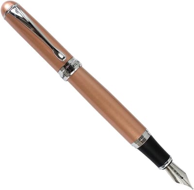 Stijlvolle vulpen met roestvrijstalen medium nib en 18KGP afwerking - oranje kleur, perfect voor dagelijks gebruik en schrijven