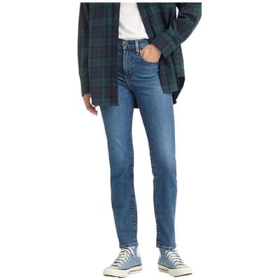 Levi's 724 High Rise Straight Jeans Size: W24L30 | Straight Pants Outlet | Dames | Blauw