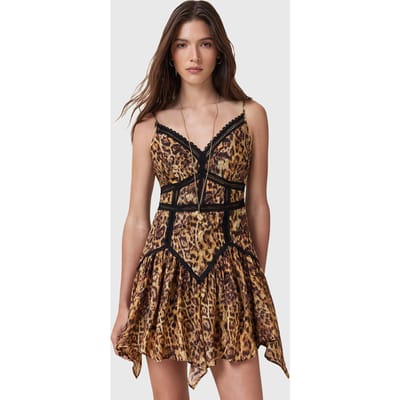 AllSaints Zia Dress Evia Golden Brown Taglia: 8 | Abiti Mini Outlet | Donna | Marrone