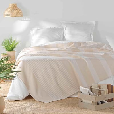 Famanu - Sprei (240 x 260 cm) Adele naturel, geweven katoen en polyester