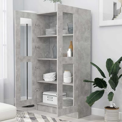 vidaXL - Vitrinekast - 82,5x30,5x150 - cm - bewerkt - hout - betongrijs