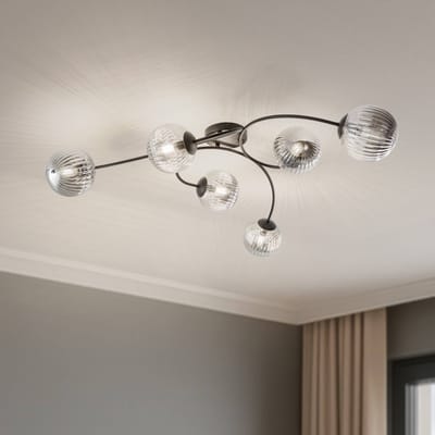 EMIBIG LIGHTING Vibra plafondlamp, rookgrijs/zwart, lengte 97 cm, 6-lamps.