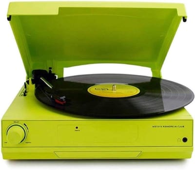 Platenspeler Muziekbox - Vintage Audio - Muziek Luisteren - Riemaandrijving Bluetooth - 320x300x130mm - Groen Blauw