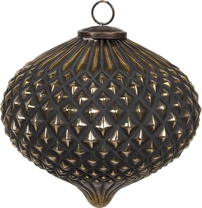 Clayre & Eef Kerstbal Overig Ø 10x13 cm Zwart Glas Kerstballen