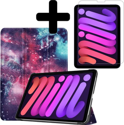 Hoesje - Geschikt voor Apple iPad Mini 6 (2021) - 8.3 inch - 6e Generatie - Met Screenprotector - Hardcover Book Case - Trifold Bookcase Hoes - Hard Cover - Tablethoes - Galaxy