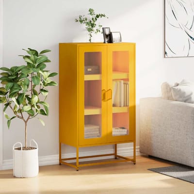 vidaXL - Hoge - kast - 68x39x123 - cm - staal - mosterdgeel