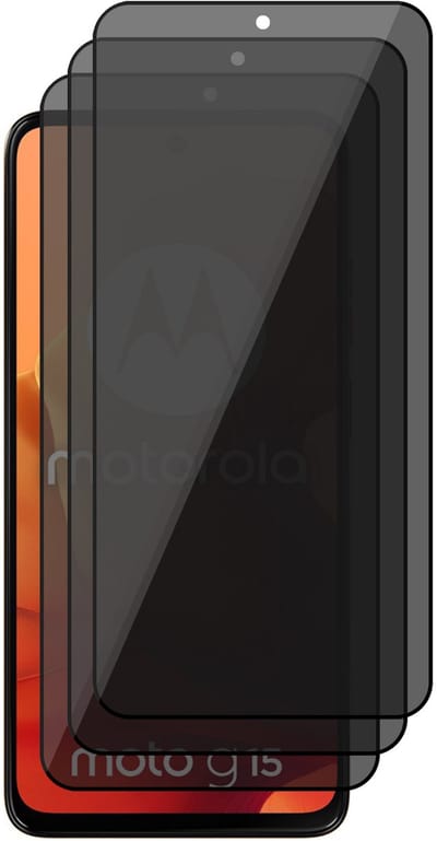 Privacy Screenprotector geschikt voor Motorola Moto G15 (Power) / G05 / E15 - 3x Volledig Dekkend Glas Screen Protector