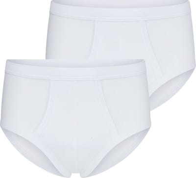 2-pak heren heup slip wit - met gulp M3000 - 100% katoenen ondergoed - Senioren - Met sluiting - 4XL