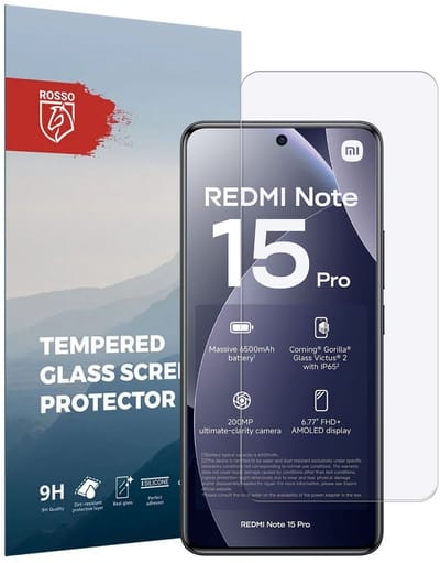 Rosso Screen Protector Geschikt voor Xiaomi Redmi Note 15 Pro 5G | 9H Tempered Glass | Glasplaatje | Beschermlaag | Beschermglas | 9H Hardheid