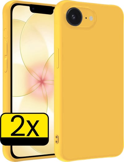 Hoesje - 2 Stuks - Geschikt voor Apple iPhone 17e - Sterk & Shockproof - Case Siliconen - Back Cover - Telefoon Hoes - Telefoonhoesjes - Geel