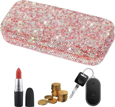 Brillenkoker Hard Case - Brillenhoesje Opbergdoos - Auto Interieur - Strass Steentjes - 17x7.5x3.4cm - Zilver