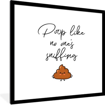 Fotolijst incl. Poster - Spreuken - Quotes - Poop like no one's sniffing - Poep - Poop - 40x40 cm - Posterlijst