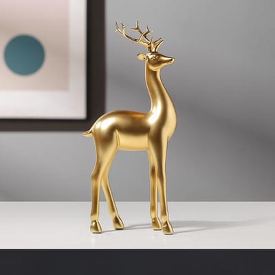 Europees-stijl Eenvoudig Gouden Hert Wijnrek Kamer Wijnkast Bureau Decoratie Ornament Simulatie Dier Licht Luxe Hars Ambachten beige
