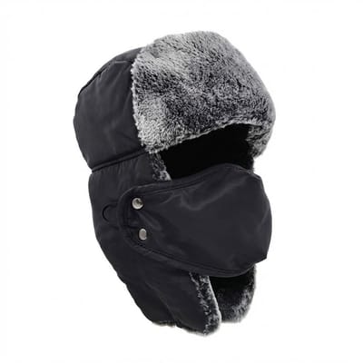 Somstyle Pilotenmuts - Russische Muts - Pluche Wintermuts Dames & Heren - Ushanka - Zwart / Grijs
