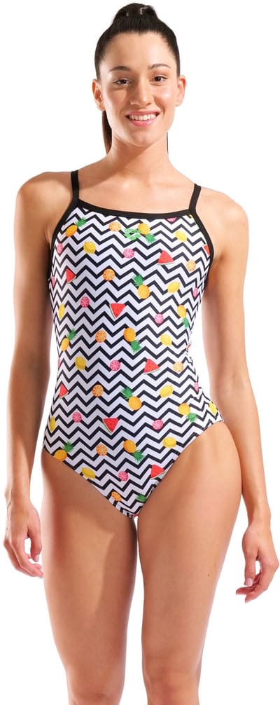 Arena Dames badpak Fruits Lightdrop Back wit/multi-zwart