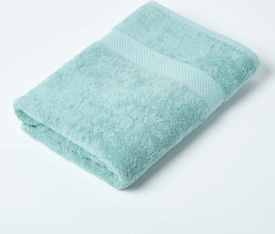 Homescapes Turkse katoenen saliegroene badhanddoek